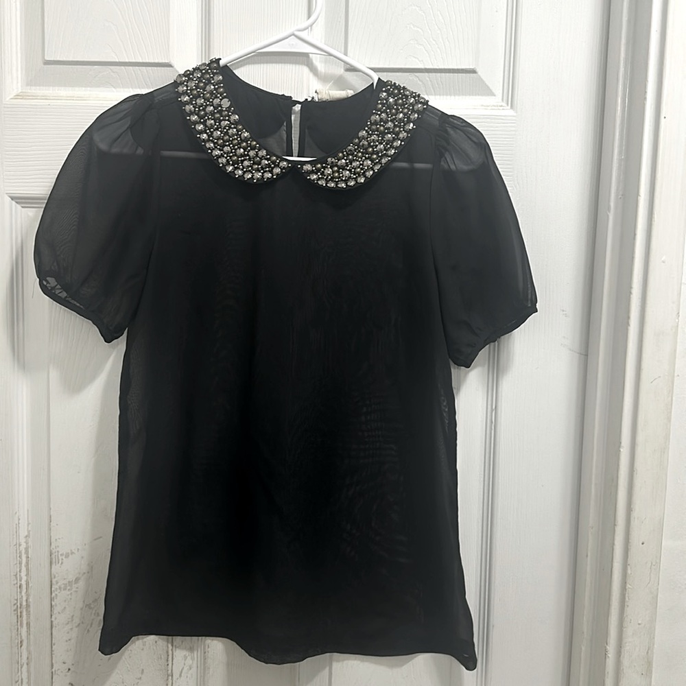 Pins & Needles Black Blouse with Embellished Collar